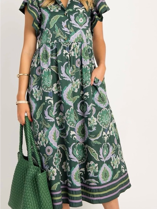 entro Dresses & Skirts - Entro Boutique Style Dress - midi ruffle sleeves, very classy